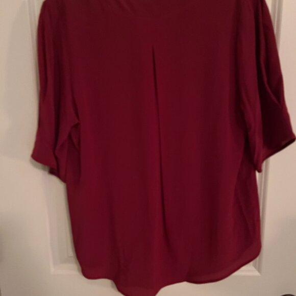 Lavendar Brown Red Silk V Neck Shirt - Picture 2 of 5